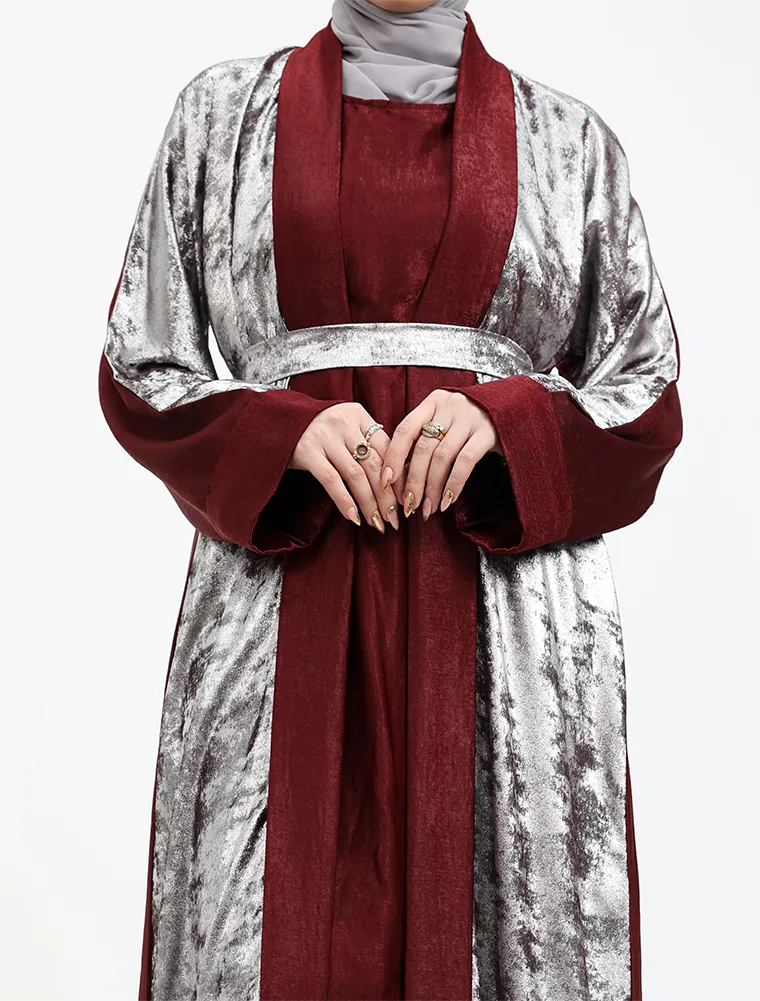 Maroon Jamila Open Abaya